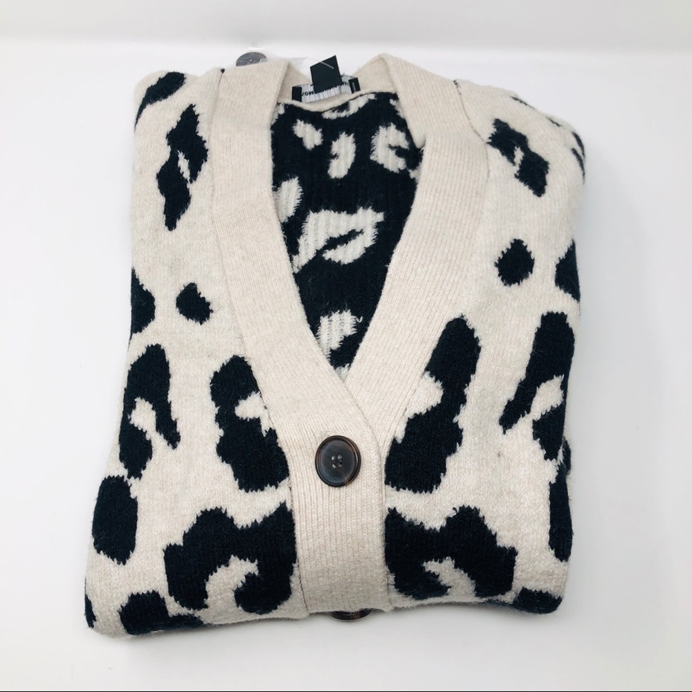 SOMETHING NAVY LEOPARD CARDIGAN SZ M - Picture 6 of 8